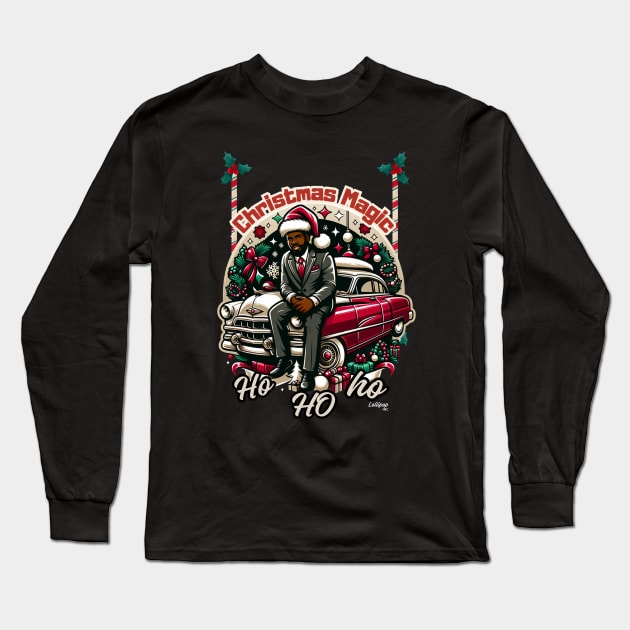 Ho-Ho-Horsepower - A Xmas Christmas December Car Guy Retro Vintage Style Long Sleeve T-Shirt by LollipopINC